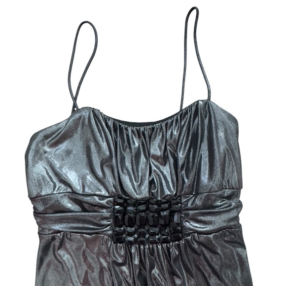 Jessica Mcclintock vintage Silver Grey bubble hem party prom Dress Size 10 - Picture 5 of 12